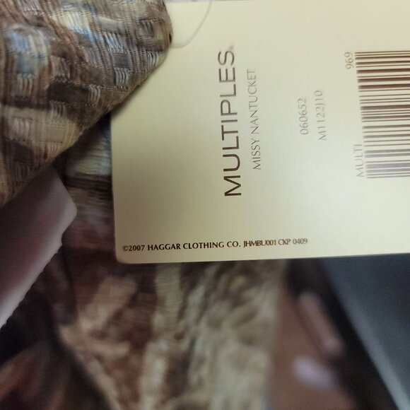 2007 Deadstock Multiples Missy Nantucket Quilted Jacket L Cotton Brown Blue - Picture 5 of 10